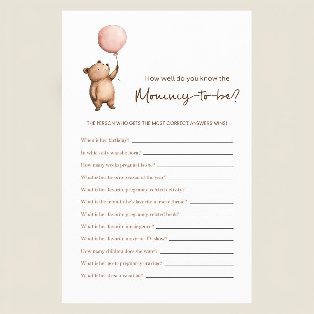 Whimsical Bear  Mommy to be Guessing Game Flyer (Von Creator hochgeladen)