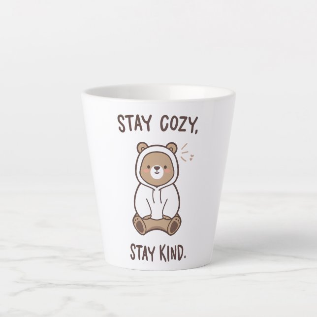 Whimsical Bear with Positive Kindness Quote Milchtasse (Vorderseite)