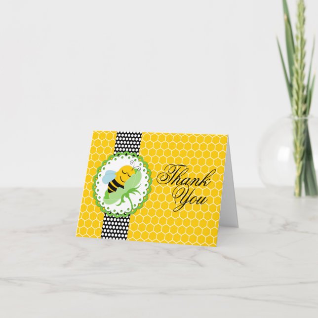 Whimsical Bee Baby Dusche Vielen Dank Dankeskarte (Vorderseite)