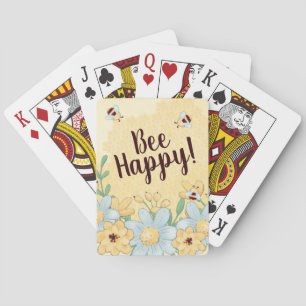 Whimsical Bee Happy Floral Spielkarten