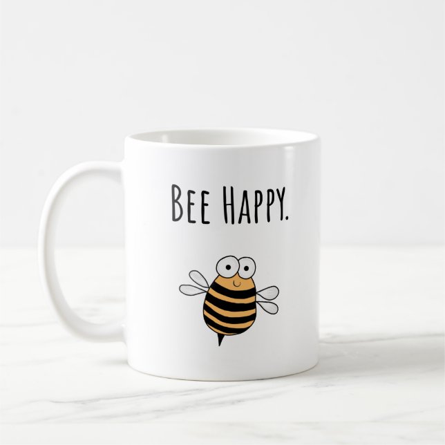 Whimsical Bee Happy Word Tasse (Links)