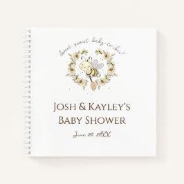 Whimsical Bee Wreath Baby Shower Guest Notizbuch