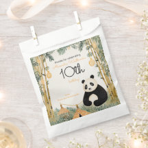 Whimsical Beige Bamboo und Panda Birthday Party