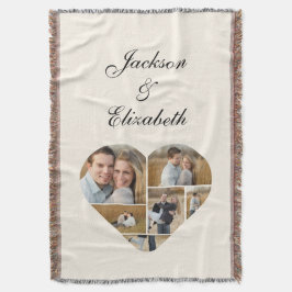 Whimsical Beige Heart Foto Collage Personalisiert Decke