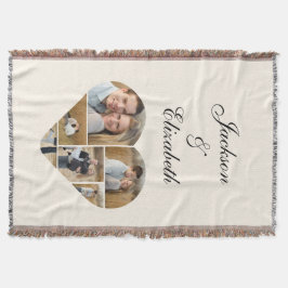 Whimsical Beige Heart Foto Collage Personalisiert Decke