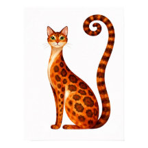 Whimsical Bengal-Katze Aquarell
