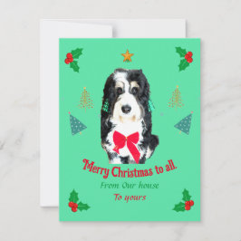 Whimsical Bernedoodle chien carte de vacances de N