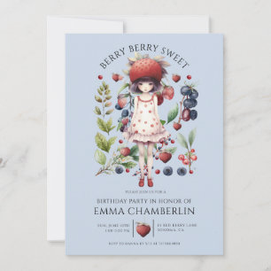 Whimsical Berry Sweet Girl's Birthday Party Einladung
