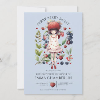 Whimsical Berry Sweet Girl's Birthday Party Einladung