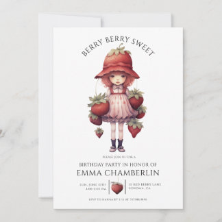 Whimsical Berry Sweet Girl's Birthday Party Einladung