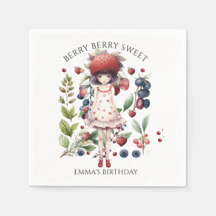 Whimsical Berry Sweet Girl's Birthday Party Serviette