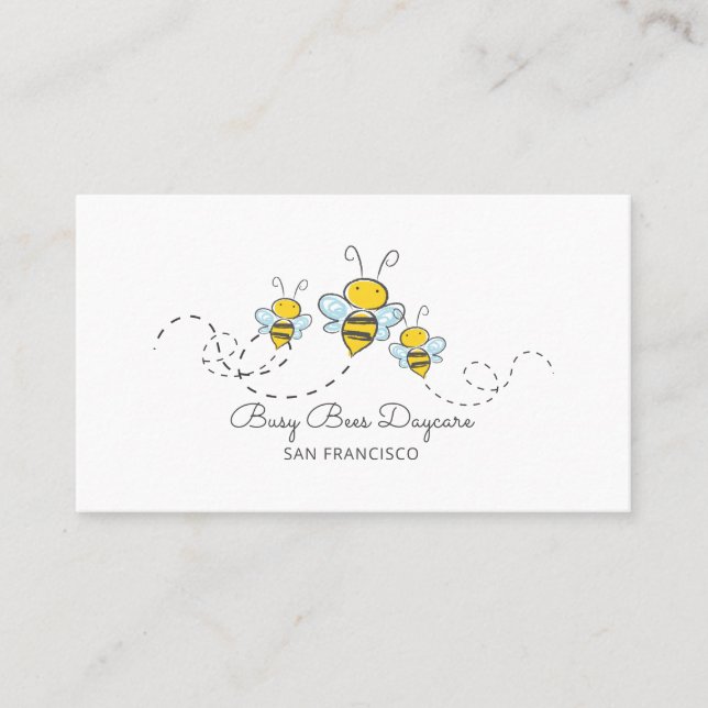 Whimsical beschäftigt Hummel Bienen Daycare Visitenkarte (Vorderseite)