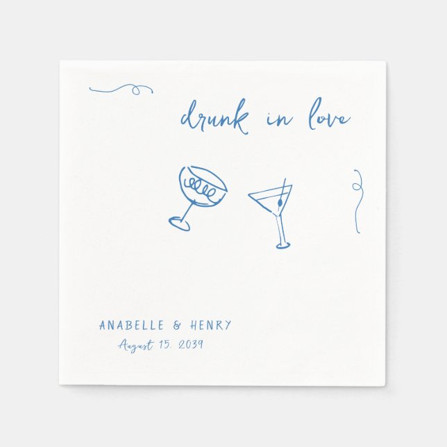 Whimsical Betrunken in Liebe Handwriting Script Ho Serviette (Vorderseite)