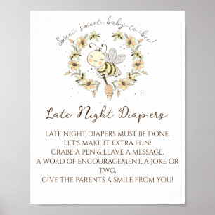 Whimsical Bienenkrez Spätnächtliche Windeln signie Poster