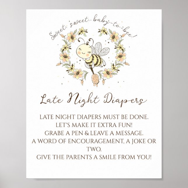 Whimsical Bienenkrez Spätnächtliche Windeln signie Poster (Vorne)