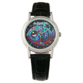 Whimsical Big-Eyed Fish Nautical Personalized Armbanduhr