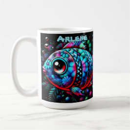 Whimsical Big-Eyed Fish Nautical Personalized Kaffeetasse
