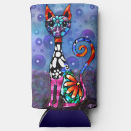Whimsical Big-Eyed Funky Abstract Kitty Cat Selters Dosenkühler