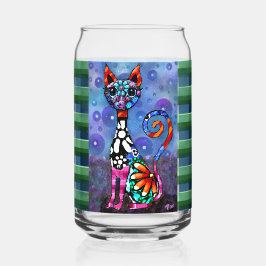 Whimsical Big-Eyed Funky Kitty Cat Abstract Dosenglas