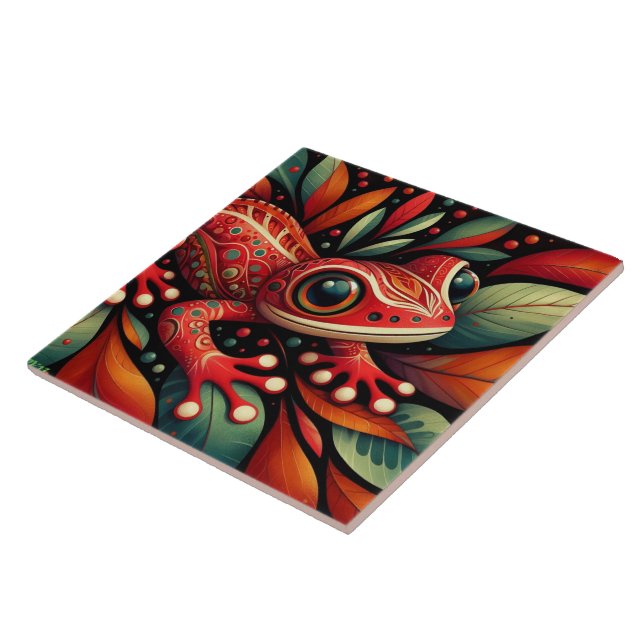 Whimsical Big Eyes Salamander mexikanische Volksku Fliese (Seite)