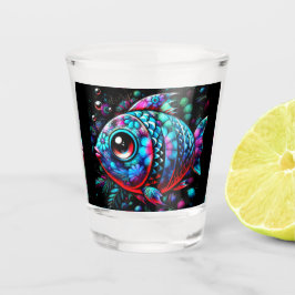 Whimsical Big-Mit Augen Floral Fisch Nautic Aquama Schnapsglas