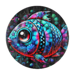 Whimsical Big-Mit Augen Floral Fisch Nautic Aquama Schneidebrett