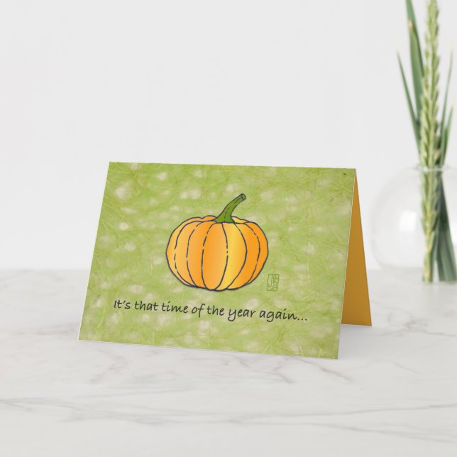 Whimsical BIG Pumpkin Halloween Karte (Vorderseite)