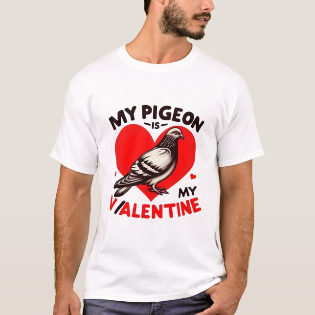 Whimsical Bird Valentine - Meine Taube, mein Herz T-Shirt (Vorderseite)