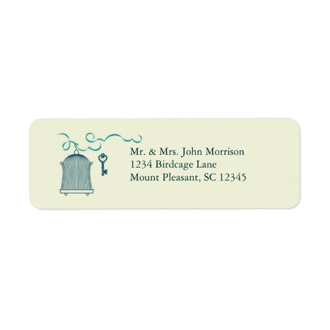 Whimsical Birdcage Wedding Label (Vorne)