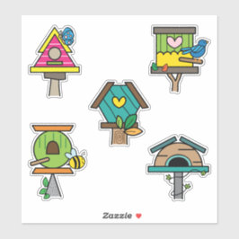 Whimsical Birdhouse farbenfrohe Aufkleber