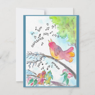 Whimsical Birds Christian Art Flat Carte pour note