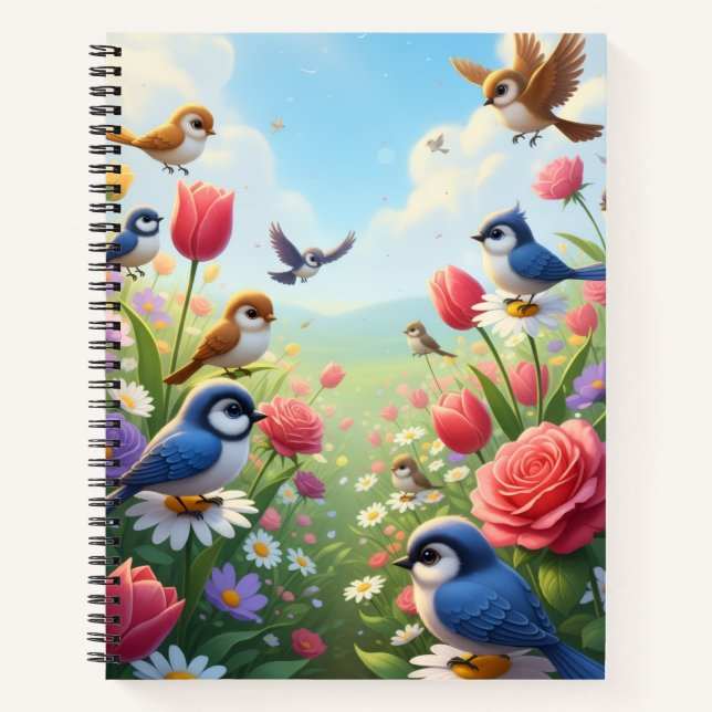 Whimsical Birds Notebook Notizbuch (Vorderseite)