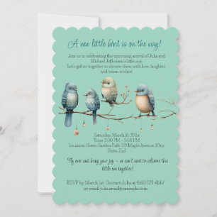 Whimsical Birds on Branches Pastel Baby Shower Einladung