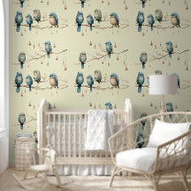 Whimsical Birds on Branches Vintag Style