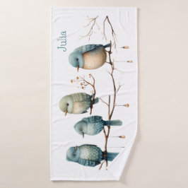 Whimsical Birds on Branches Zeitlose Eleganz Badhandtuch Set