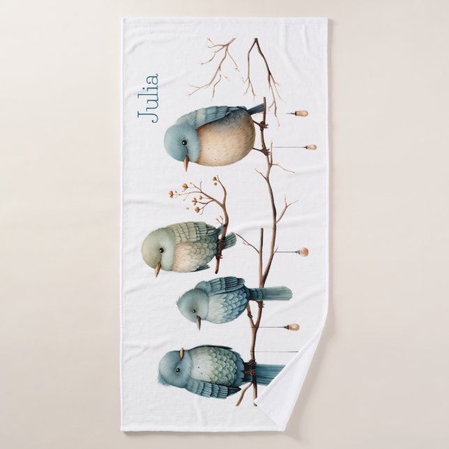 Whimsical Birds on Branches Zeitlose Eleganz Badhandtuch Set (Badehandtuch)