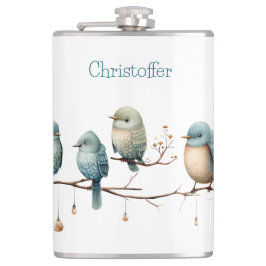 Whimsical Birds on Branches Zeitlose Eleganz Flachmann