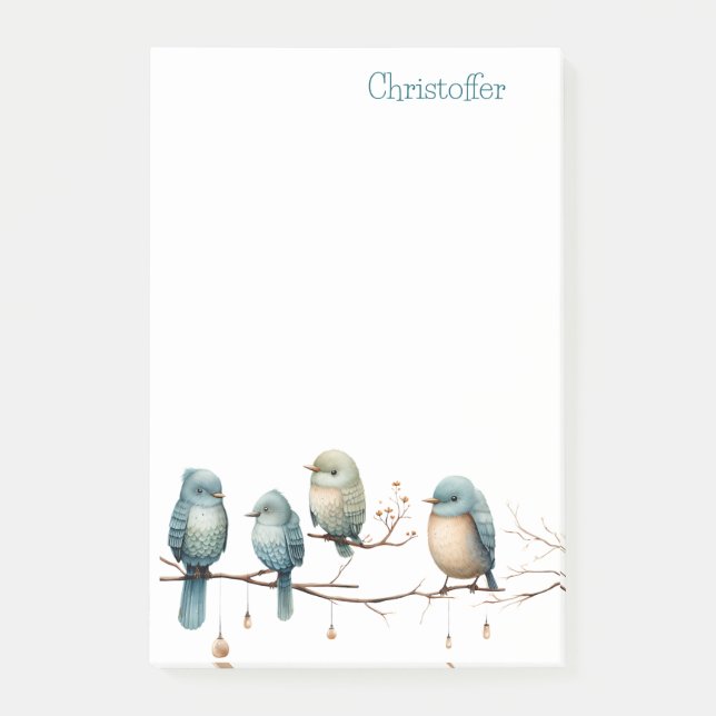 Whimsical Birds on Branches Zeitlose Eleganz Post-it Klebezettel (Vorderseite)
