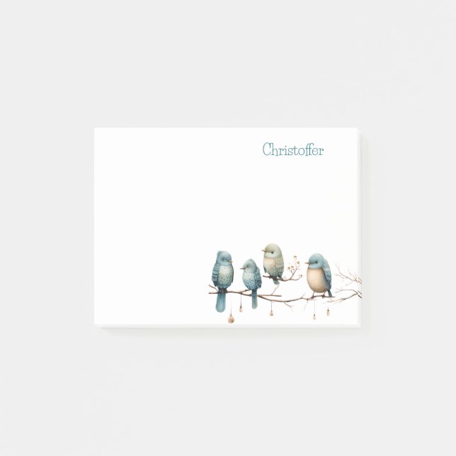 Whimsical Birds on Branches Zeitlose Eleganz Post-it Klebezettel (Vorderseite)