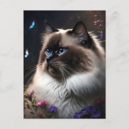 Whimsical Birman Cat Postcard Postkarte
