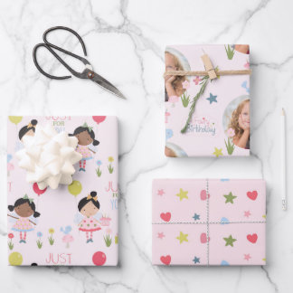 Whimsical Birthday Fee rosa personalisiert Wrappin Geschenkpapier Set