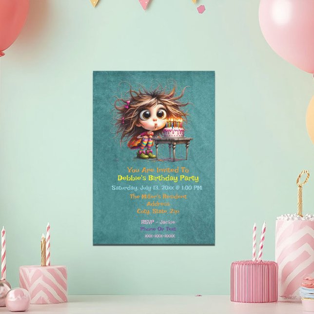 Whimsical Birthday Girl machen einen Wunsch Einladung (Von Creator hochgeladen)