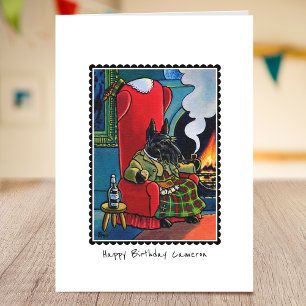 Whimsical Birthday Scottie Carte de voeux pliée