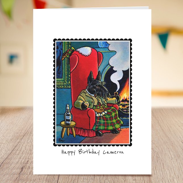 Whimsical Birthday Scottie Faltkarte Karte (Von Creator hochgeladen)