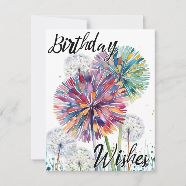 Whimsical Birthday wünscht - farbenfrohe Lüster Dankeskarte (Vorderseite)