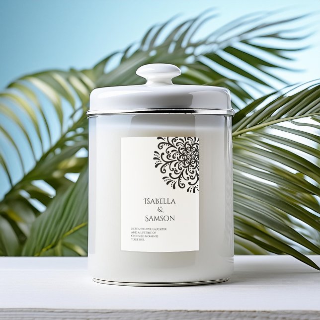 Whimsical Black and white Flourish Étiquette (Créateur téléchargé)