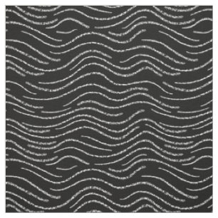 Whimsical Black and White Wavy Striping Scripts Stoff
