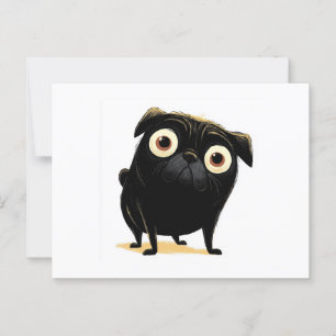 Whimsical Black Big Mit Augen Mops Postkarte