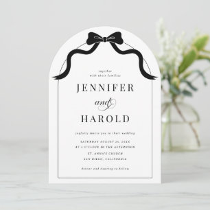 Whimsical Black Bow French All in One Arch Wedding Einladung