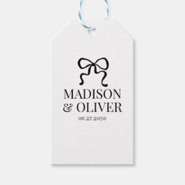 Whimsical Black Bow Monogram Thank You Wedding Geschenkanhänger